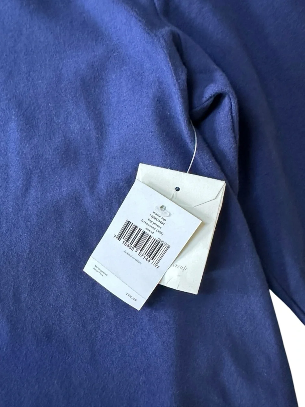 NWT Kate Spade Mazie Boatneck Top Nautical Navy White Size XL